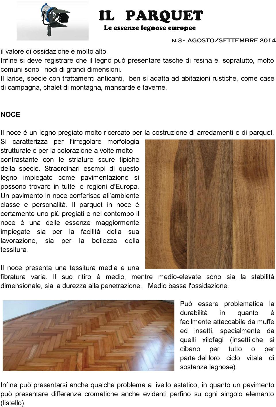 NOCE Il noce è un legno pregiato molto ricercato per la costruzione di arredamenti e di parquet.