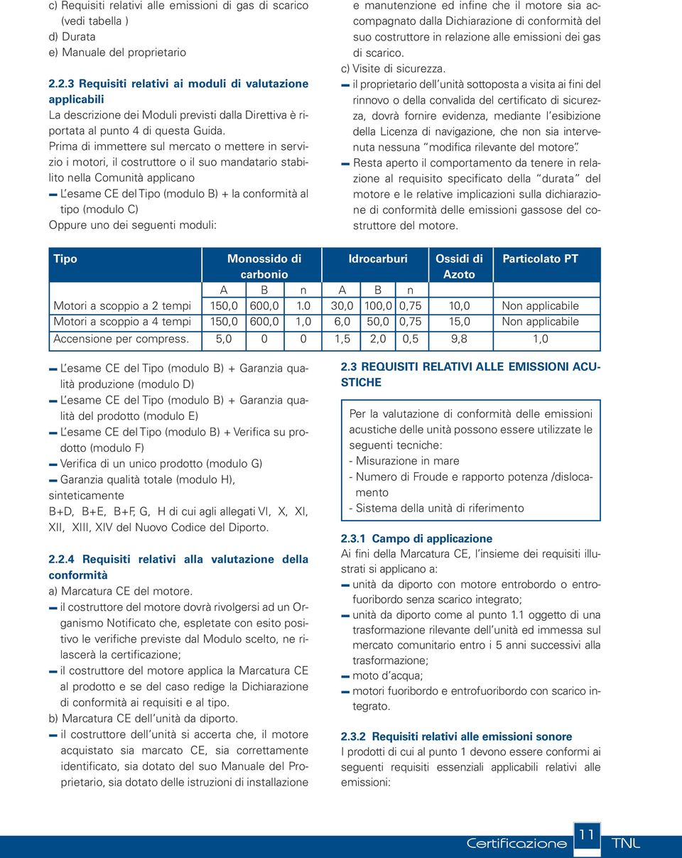 Prima di immettere sul mercato o mettere in servizio i motori, il costruttore o il suo mandatario stabilito nella Comunità applicano L esame CE del Tipo (modulo B) + la conformità al tipo (modulo C)