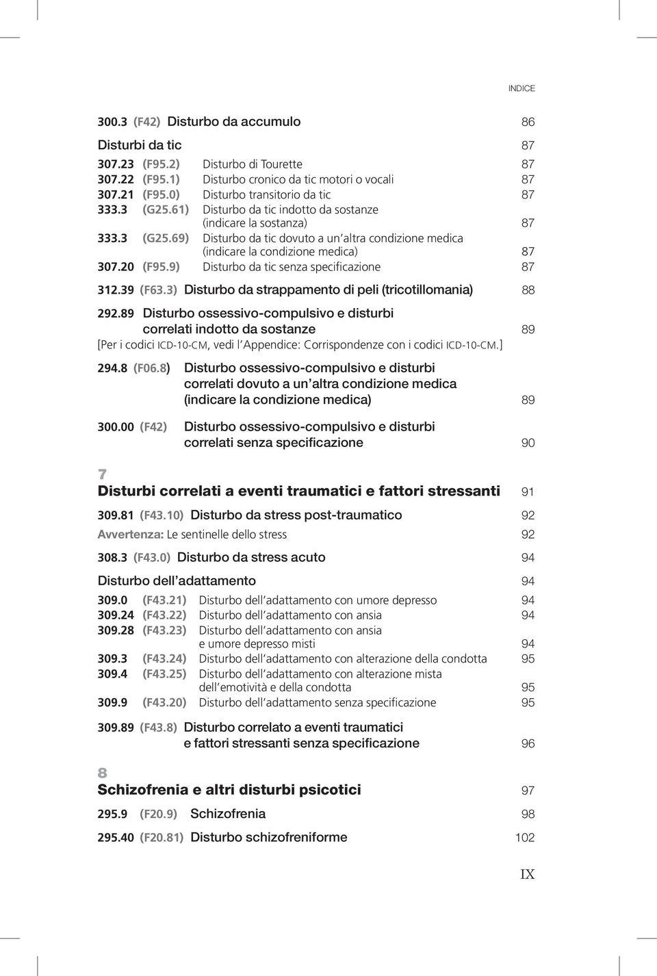 20 (F95.9) Disturbo da tic senza specificazione 87 312.39 (F63.3) Disturbo da strappamento di peli (tricotillomania) 88 292.