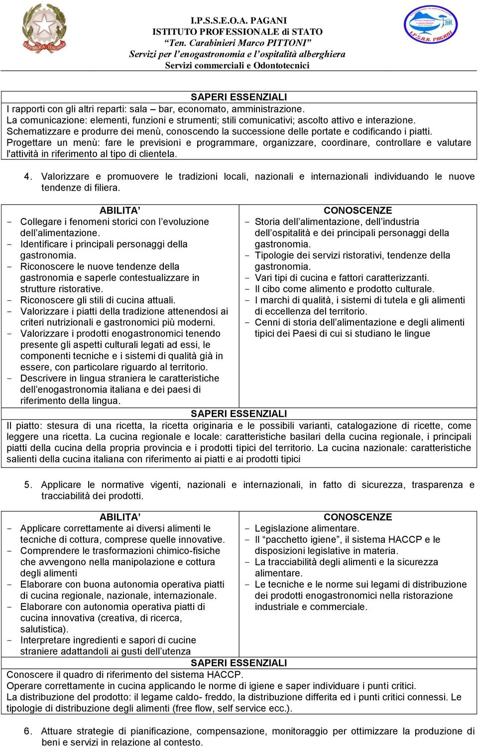 Progettare un menù: fare le previsioni e programmare, organizzare, coordinare, controllare e valutare l'attività in riferimento al tipo di clientela. 4.