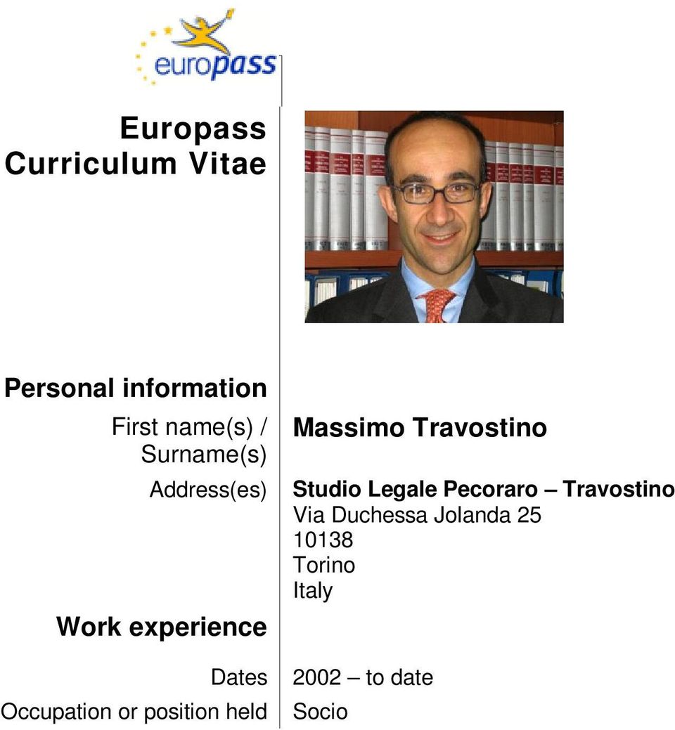 position held Massimo Travostino Studio Legale Pecoraro