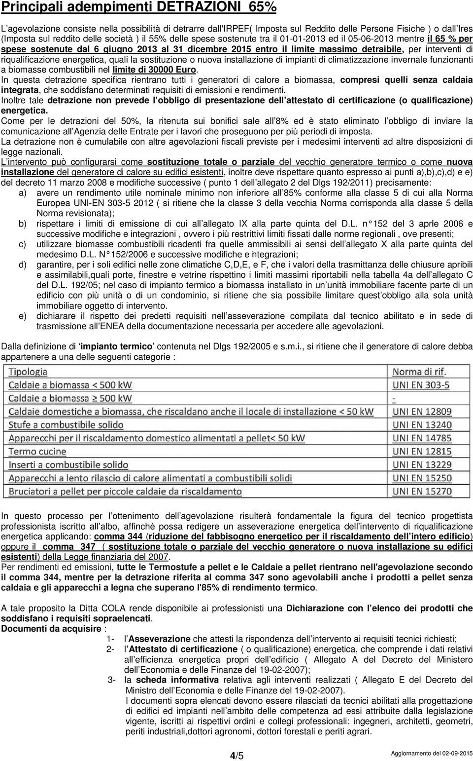 riqualificazione energetica, quali la sostituzione o nuova installazione di impianti di climatizzazione invernale funzionanti a biomasse combustibili nel limite di 30000 Euro.