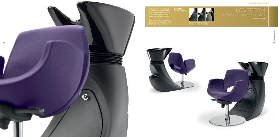 Shampoo chair. Foam structure. Skay covering. Adjustable back. 58 cm Desy base with lift.