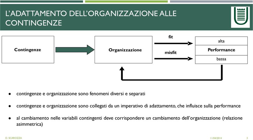 collegati da un imperativo di adattamento, che influisce sulla performance al cambiamento nelle variabili