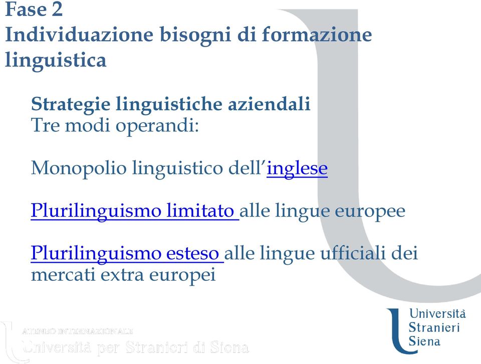 linguistico dell inglese Plurilinguismo limitato alle lingue