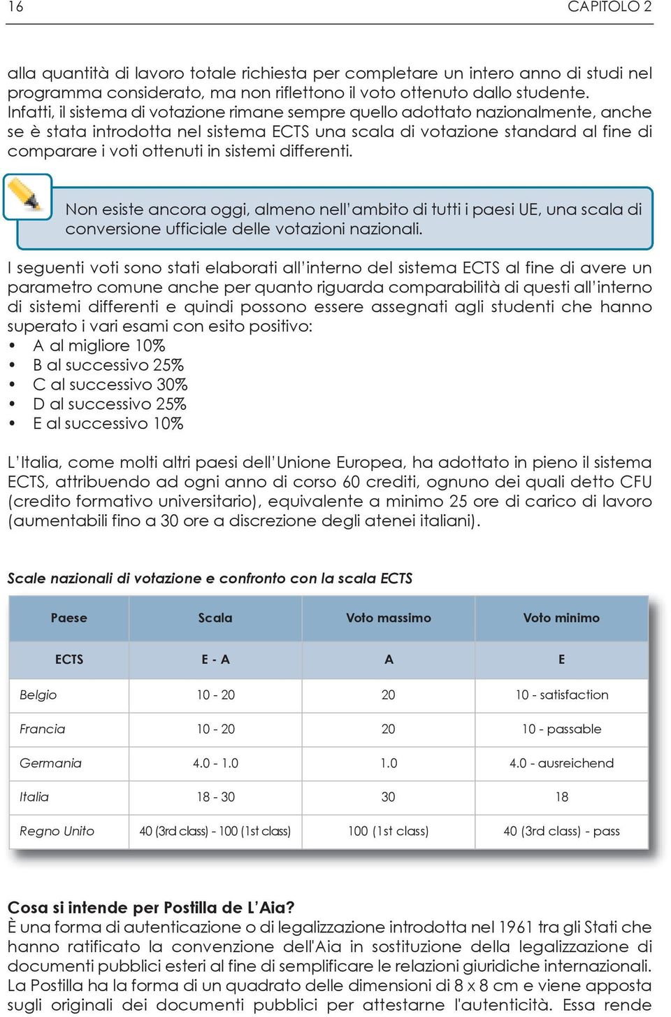 sistemi differenti. Non esiste ancora oggi, almeno nell ambito di tutti i paesi UE, una scala di conversione ufficiale delle votazioni nazionali.