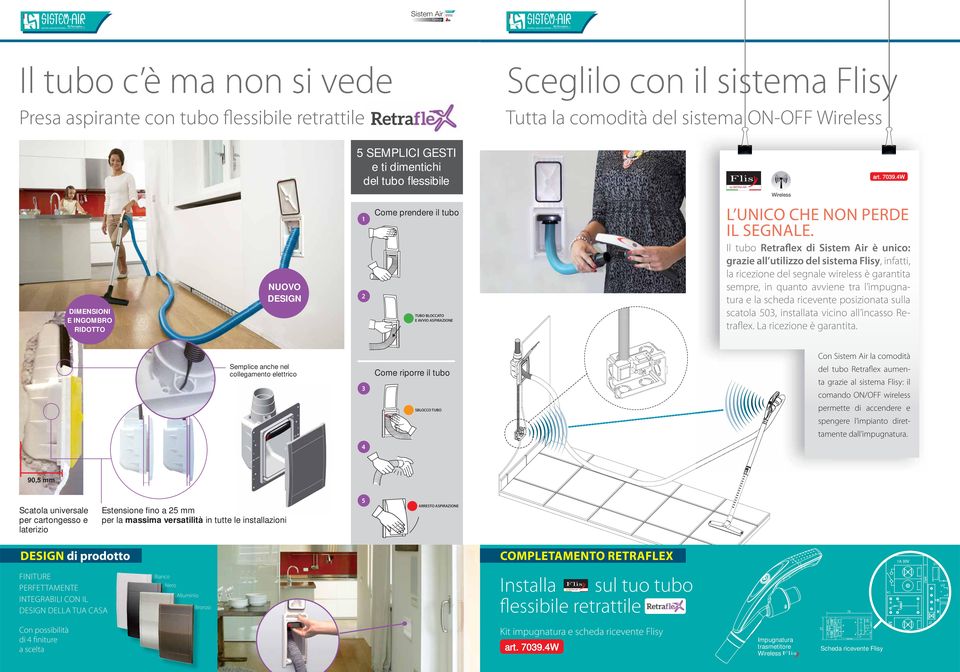 Il tubo Retraflex di è unico: grazie all utilizzo del sistema Flisy, infatti, la ricezione del segnale wireless è garantita sempre, in quanto avviene tra l impugnatura e la scheda ricevente