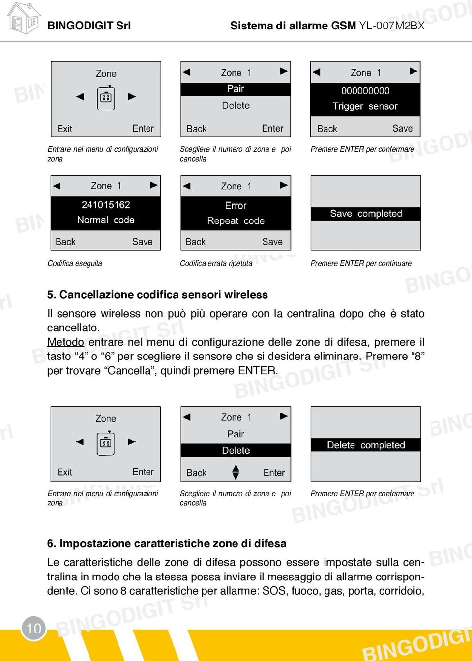 Cancellazione codifica sensori wireless Il sensore wireless non può più operare con la centralina dopo che è stato cancellato.