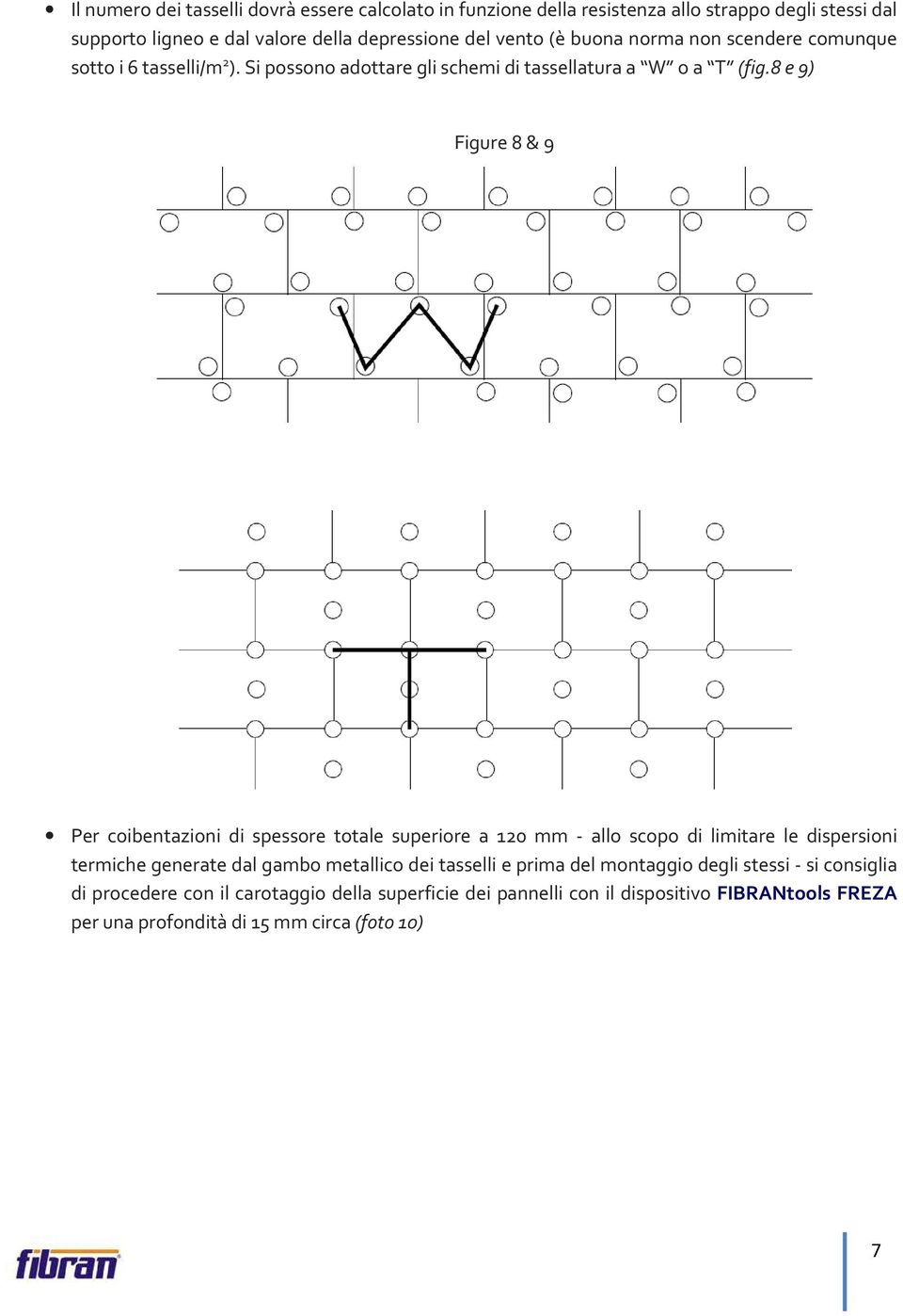 8 e 9) Figure 8 & 9 Per coibentazioni di spessore totale superiore a 120 mm - allo scopo di limitare le dispersioni termiche generate dal gambo metallico dei