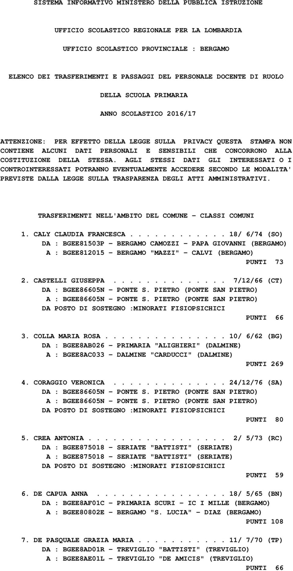 COSTITUZIONE DELLA STESSA. AGLI STESSI DATI GLI INTERESSATI O I CONTROINTERESSATI POTRANNO EVENTUALMENTE ACCEDERE SECONDO LE MODALITA' PREVISTE DALLA LEGGE SULLA TRASPARENZA DEGLI ATTI AMMINISTRATIVI.