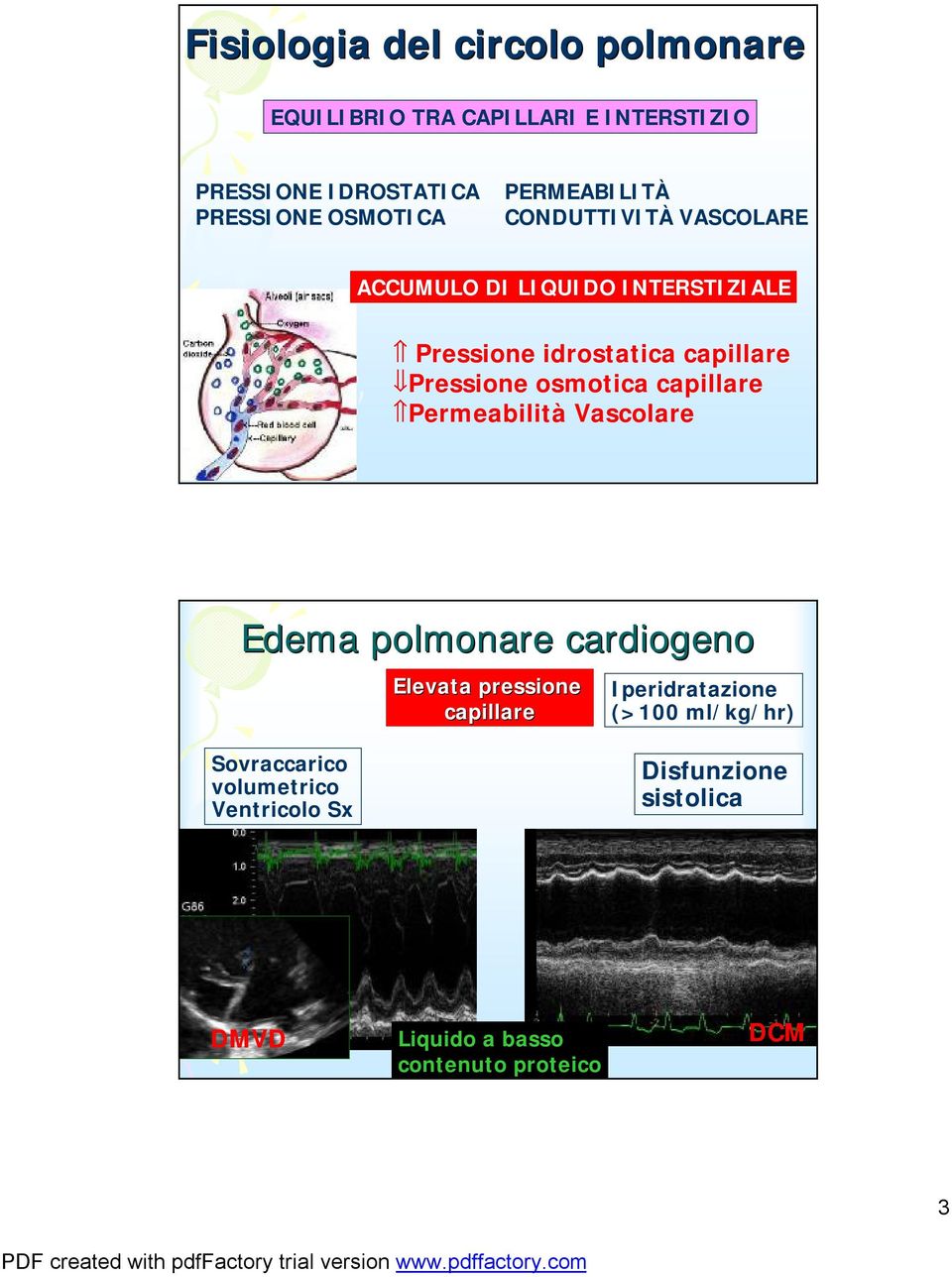 osmotica capillare Permeabilità Vascolare Edema polmonare cardiogeno Elevata pressione capillare Iperidratazione