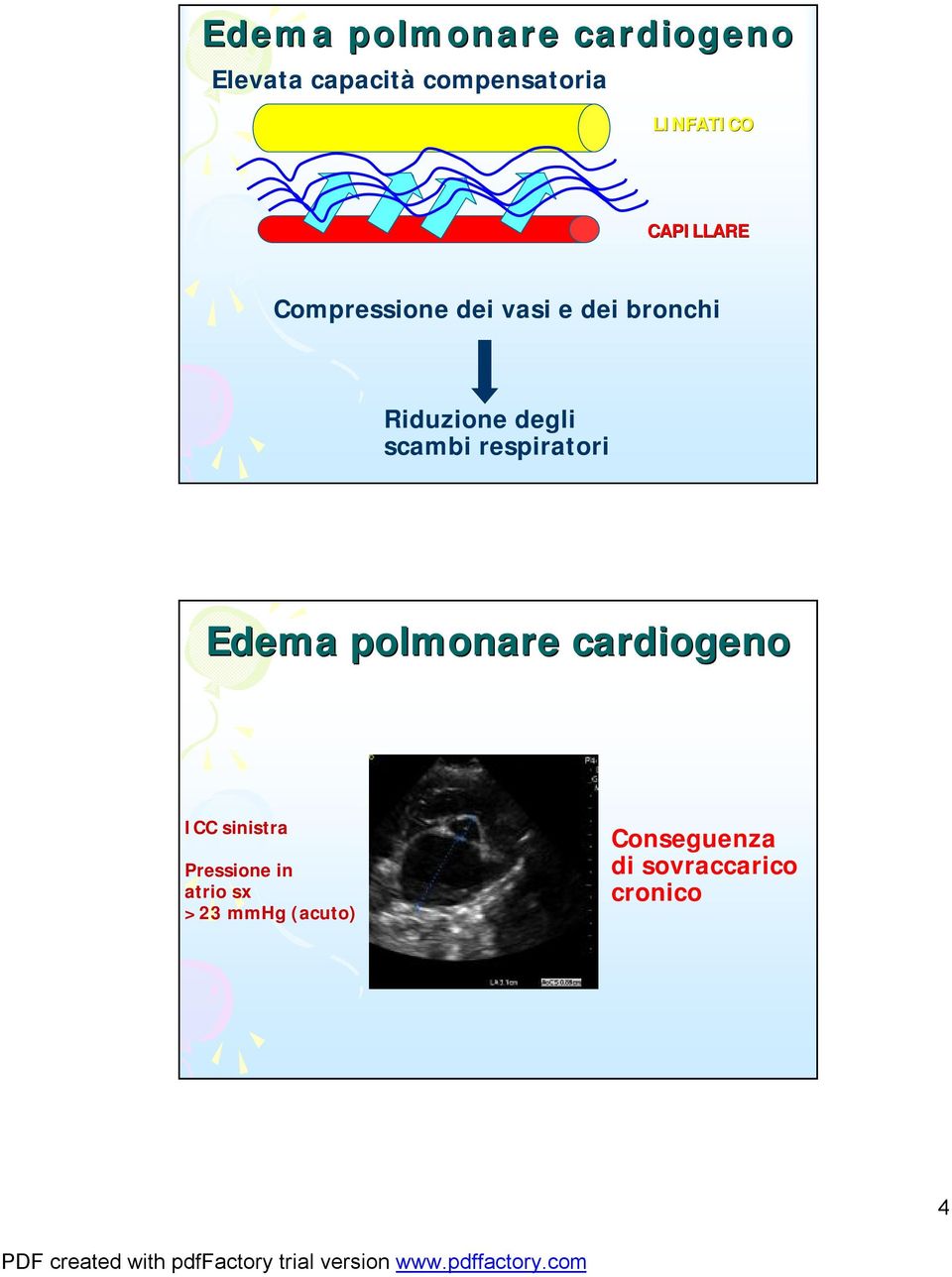 degli scambi respiratori Edema polmonare cardiogeno ICC sinistra