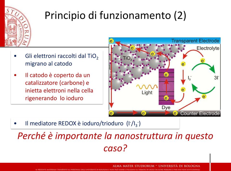 elettroni nella cella rigenerando lo ioduro Il mediatore REDOX è