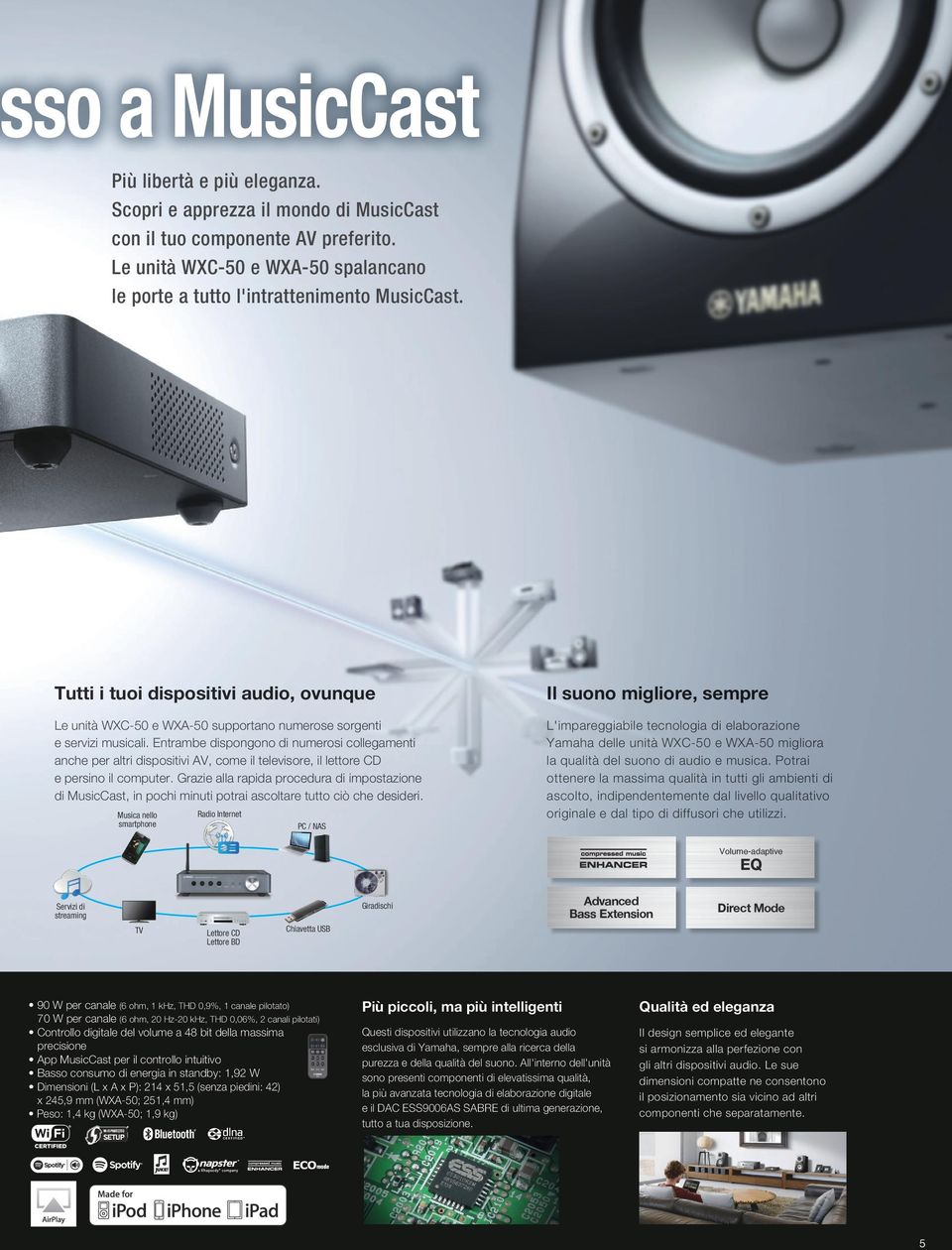 Entrambe dispongono di numerosi collegamenti anche per altri dispositivi AV, come il televisore, il lettore CD e persino il computer.