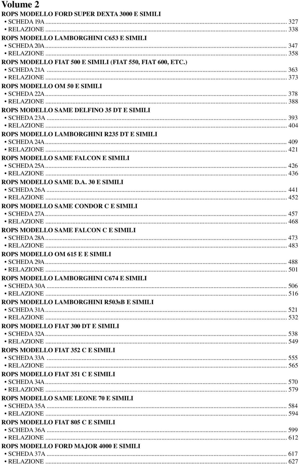 .. 388 ROPS MODELLO SAME DELFINO 35 DT E SIMILI SCHEDA 23A... 393 RELAZIONE... 404 ROPS MODELLO LAMBORGHINI R235 DT E SIMILI SCHEDA 24A... 409 RELAZIONE.