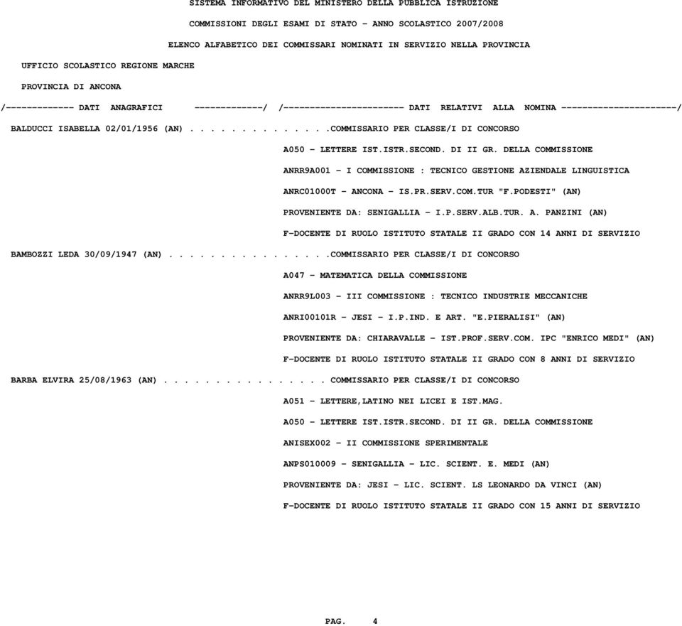 ...............COMMISSARIO PER CLASSE/I DI CONCORSO A047 - MATEMATICA DELLA COMMISSIONE ANRR9L003 - III COMMISSIONE : TECNICO INDUSTRIE MECCANICHE ANRI00101R - JESI - I.P.IND. E ART. "E.