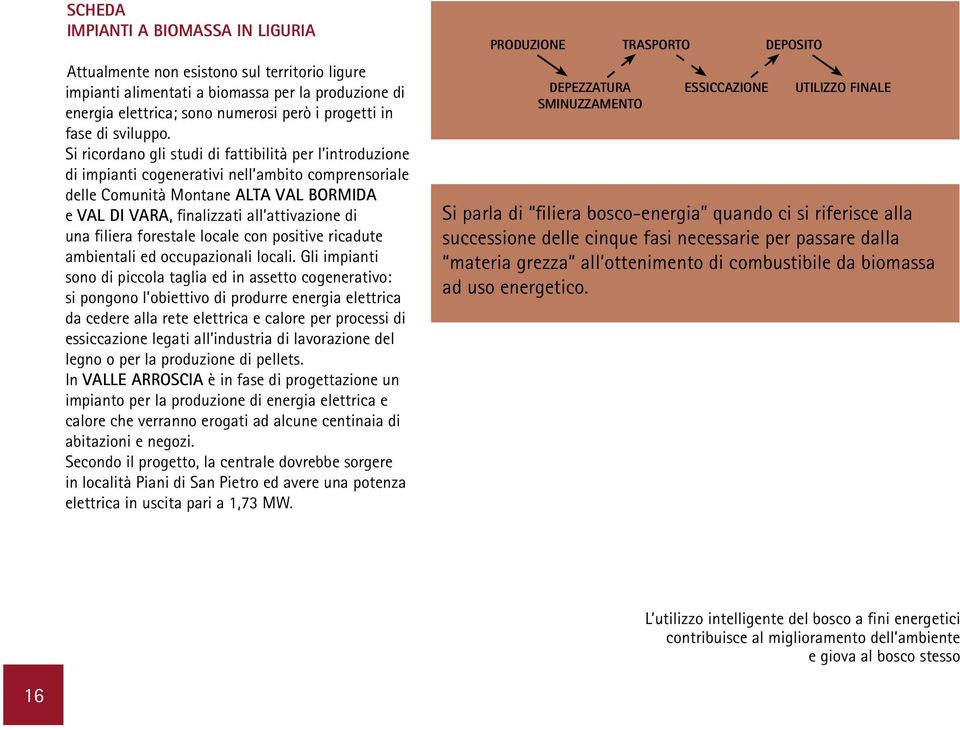 Si ricordano gli studi di fattibilità per l introduzione di impianti cogenerativi nell ambito comprensoriale delle Comunità Montane ALTA VAL BORMIDA e VAL DI VARA, finalizzati all attivazione di una