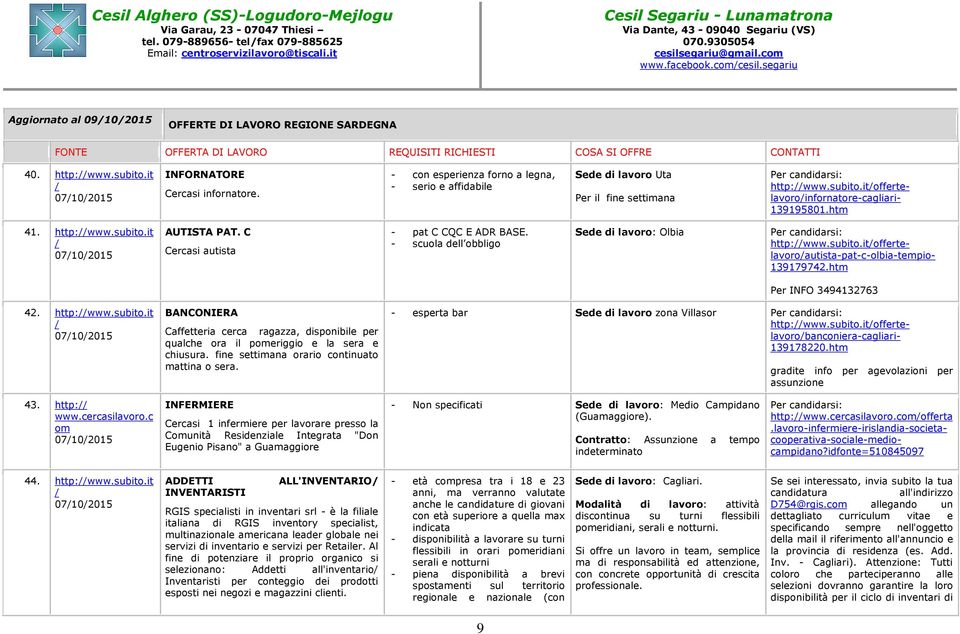 C Cercasi autista - pat C CQC E ADR BASE. - scuola dell obbligo Sede di lavoro: Olbia http:www.subito.