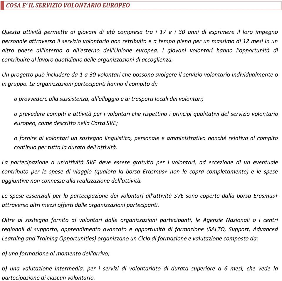 I giovani volontari hanno l'opportunità di contribuire al lavoro quotidiano delle organizzazioni di accoglienza.