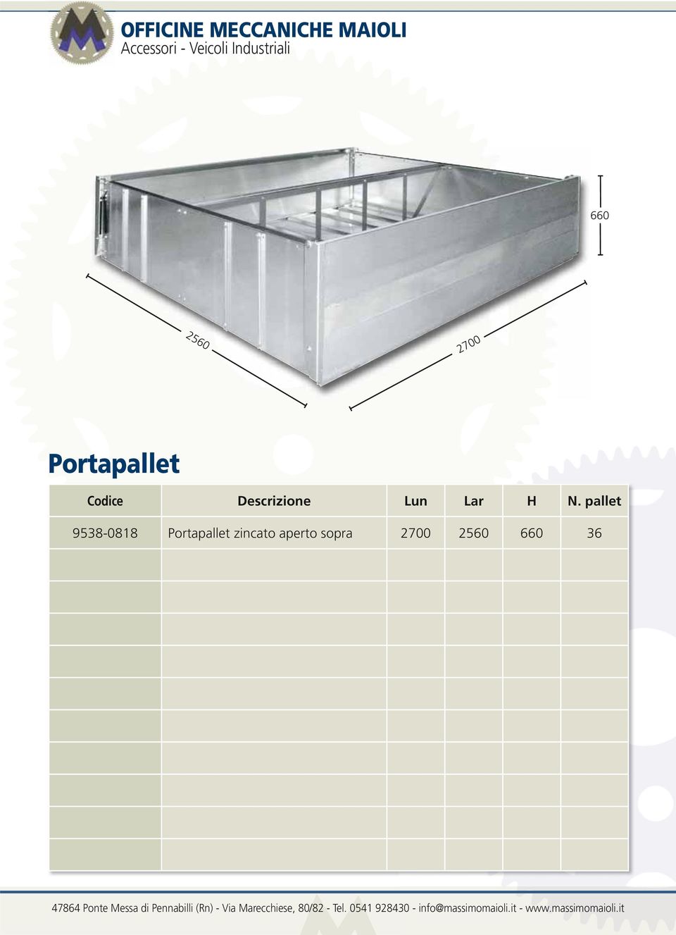 pallet 9538-0818 Portapallet zincato aperto