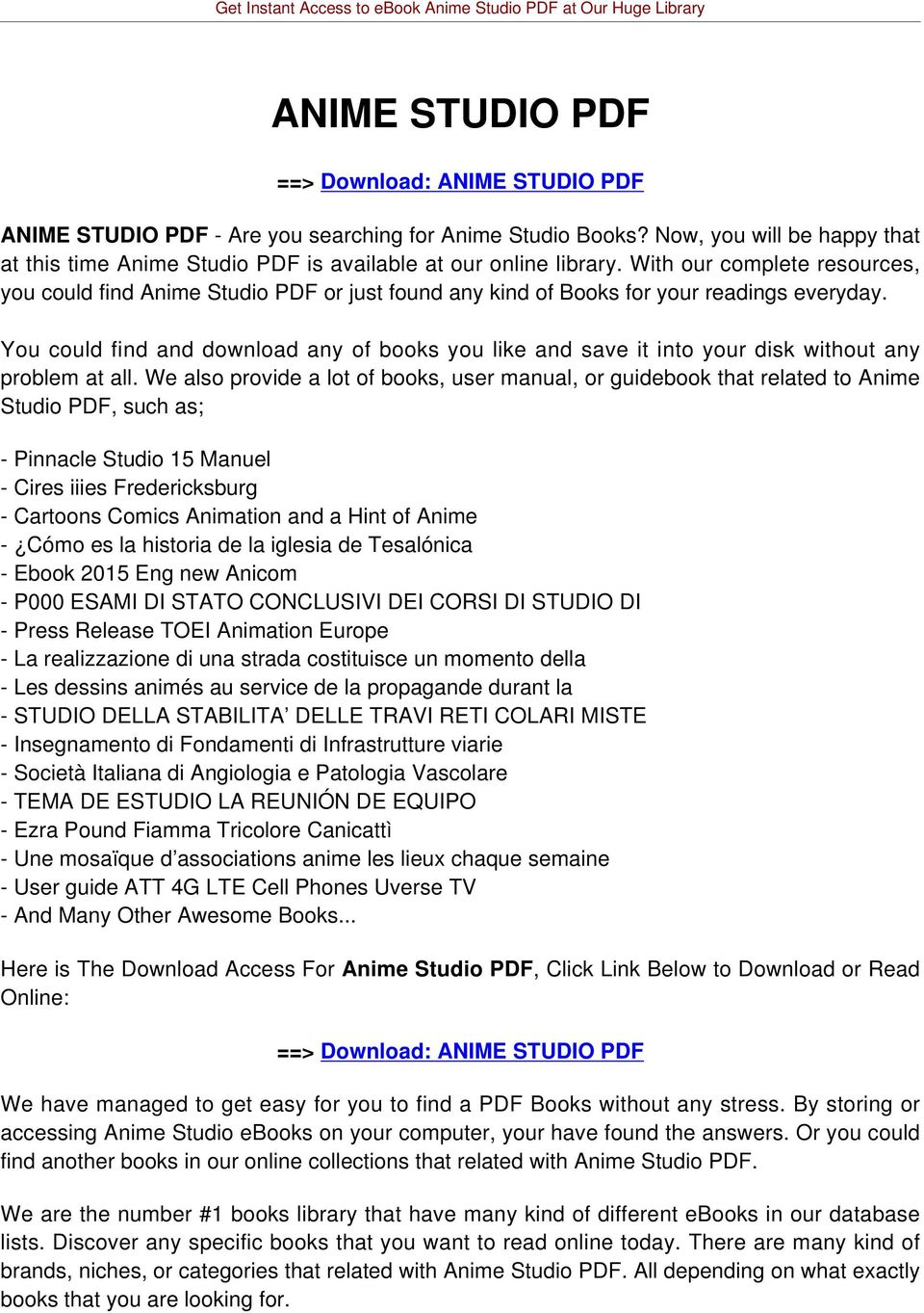 With our complete resources, you could find Anime Studio PDF or just found any kind of Books for your readings everyday.