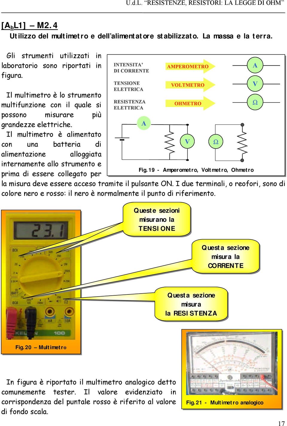 A Il multimetro è alimentato con una batteria di V W alimentazione alloggiata internamente allo strumento e prima di essere collegato per Fig.