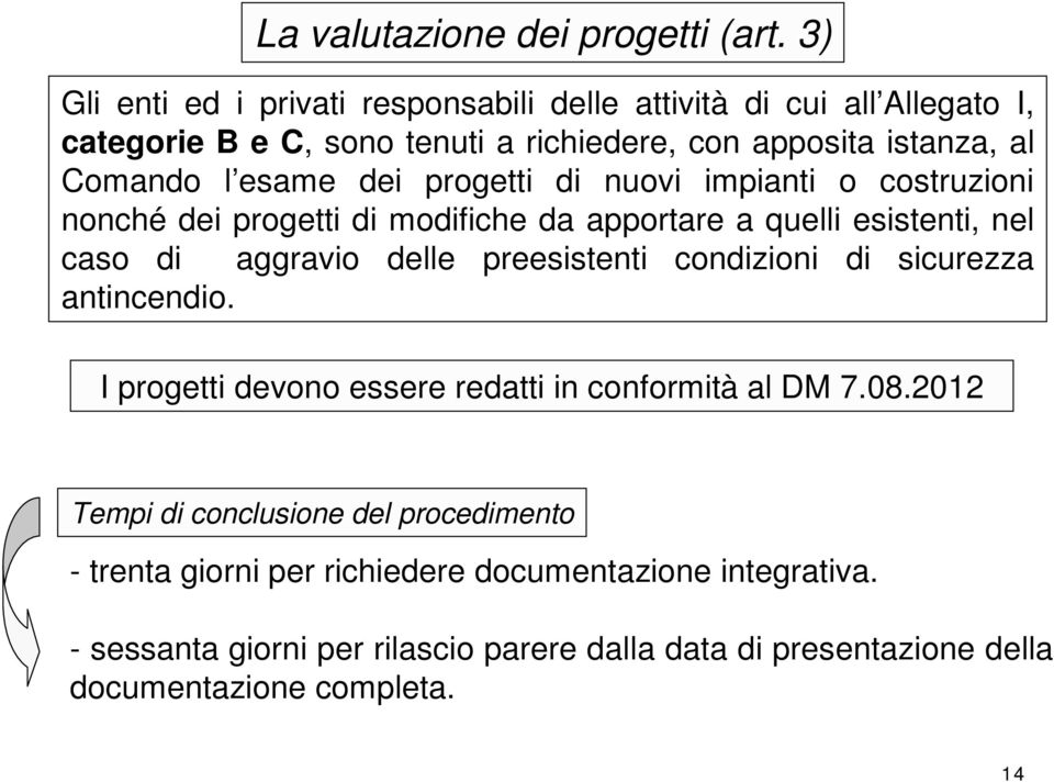 dei progetti di nuovi impianti o costruzioni nonché dei progetti di modifiche da apportare a quelli esistenti, nel caso di aggravio delle preesistenti