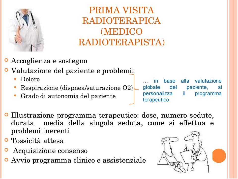 personalizza il programma terapeutico Illustrazione programma terapeutico: dose, numero sedute, durata media della