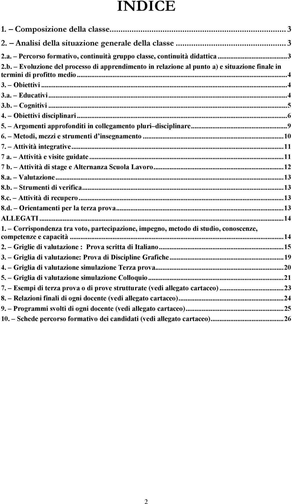 ..6 5. Argomenti approfonditi in collegamento pluri disciplinare...9 6. Metodi, mezzi e strumenti d insegnamento...10 7. Attività integrative...11 7 a. Attività e visite guidate...11 7 b.