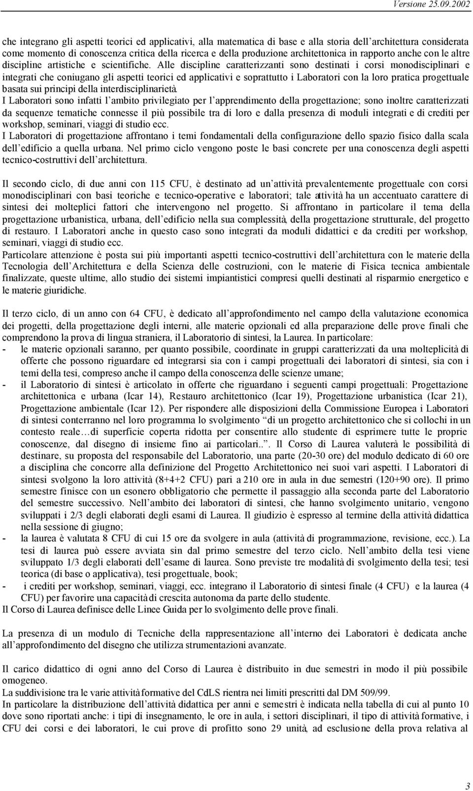 Alle discipline caratterizzanti sono destinati i corsi monodisciplinari e integrati che coniugano gli aspetti teorici ed applicativi e soprattutto i Laboratori con la loro pratica progettuale basata