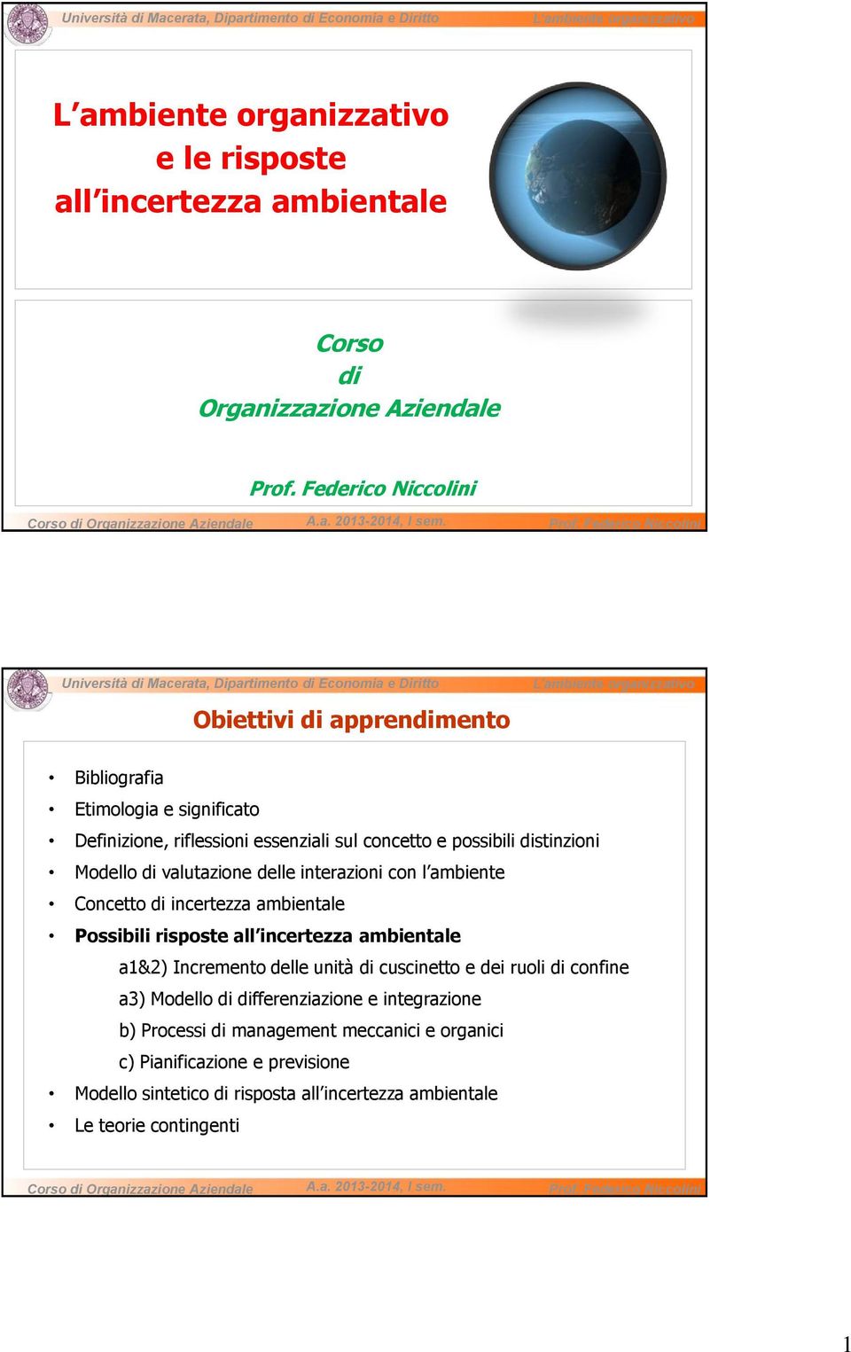 Possibili risposte all incertezza ambientale a1&2) Incremento delle unità di cuscinetto e dei ruoli di confine a3) Modello di differenziazione e