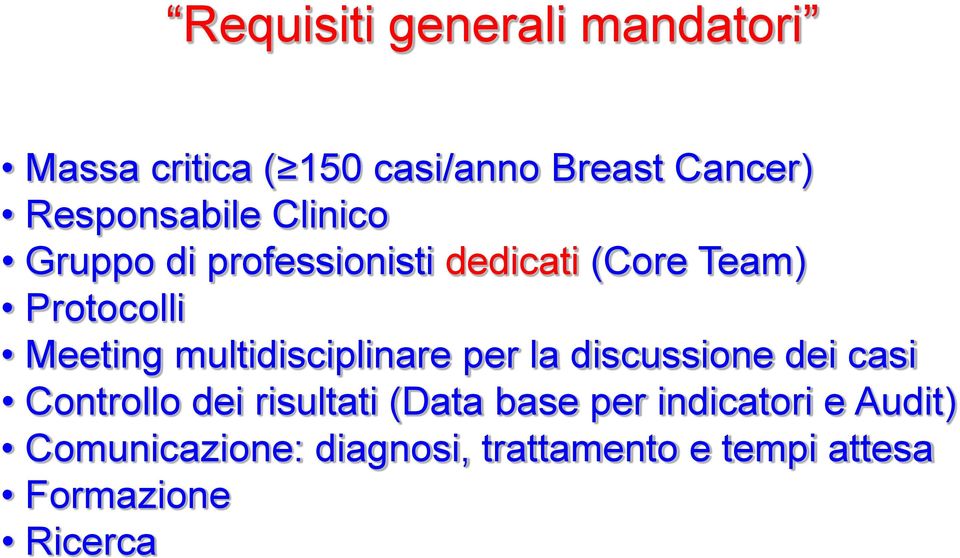 Meeting multidisciplinare per la discussione dei casi Controllo dei risultati (Data