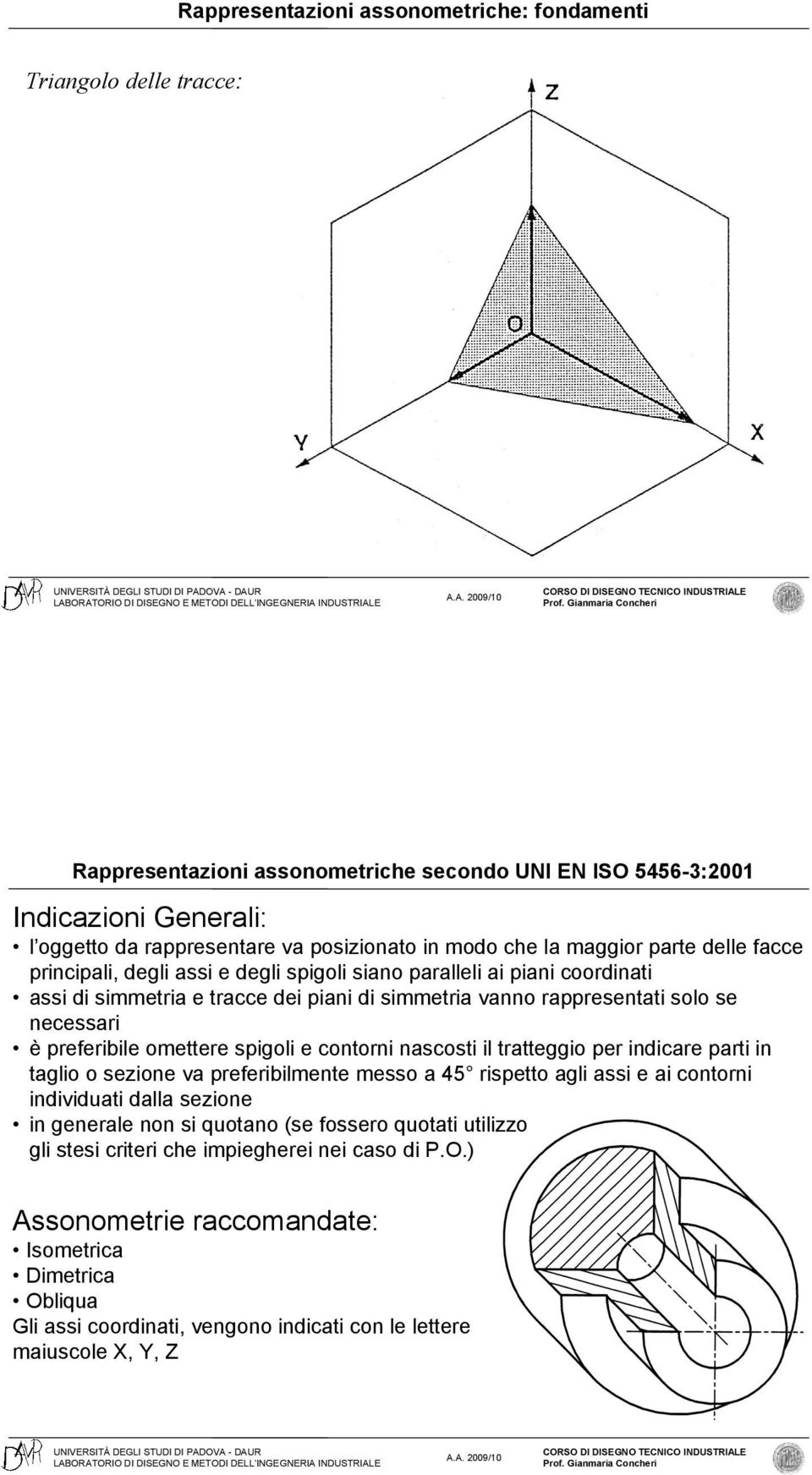 necessari è preferibile omettere spigoli e contorni nascosti il tratteggio per indicare parti in taglio o sezione va preferibilmente messo a 45 rispetto agli assi e ai contorni individuati dalla