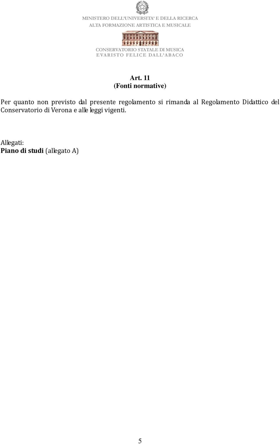 Regolamento Didattico del Conservatorio di Verona