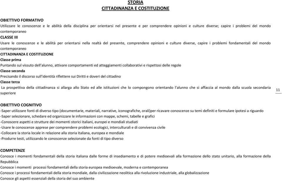 CITTADINANZA E COSTITUZIONE Classe prima Puntando sul vissuto dell alunno, attivare comportamenti ed atteggiamenti collaborativi e rispettosi delle regole Classe seconda Precisando il discorso sull