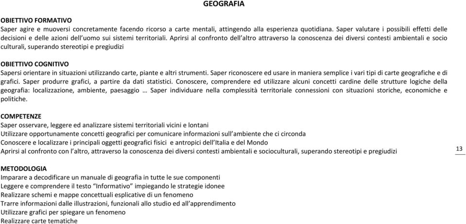 Aprirsi al confronto dell altro attraverso la conoscenza dei diversi contesti ambientali e socio culturali, superando stereotipi e pregiudizi Sapersi orientare in situazioni utilizzando carte, piante