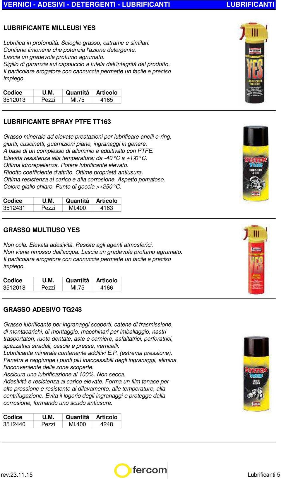 75 4165 LUBRIFICANTE SPRAY PTFE TT163 Grasso minerale ad elevate prestazioni per lubrificare anelli o-ring, giunti, cuscinetti, guarnizioni piane, ingranaggi in genere.