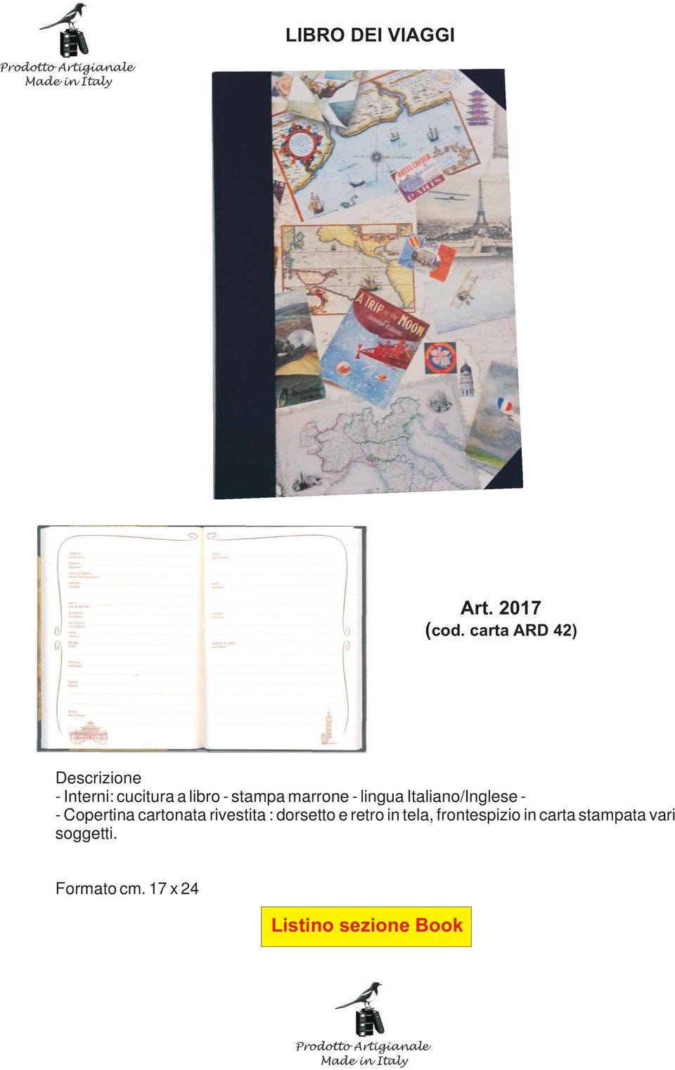 Carte varie Libro degli Ospiti artigianale Formato 17 x 24 