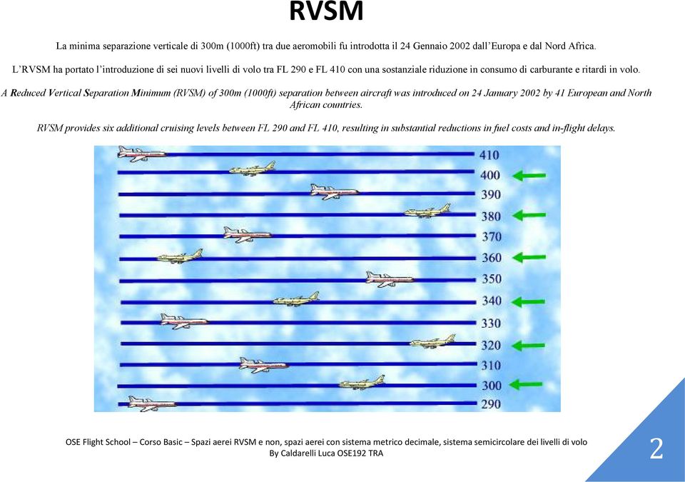 A Reduced Vertical Separation Minimum (RVSM) of 300m (1000ft) separation between aircraft was introduced on 24 January 2002 by 41 European and North African