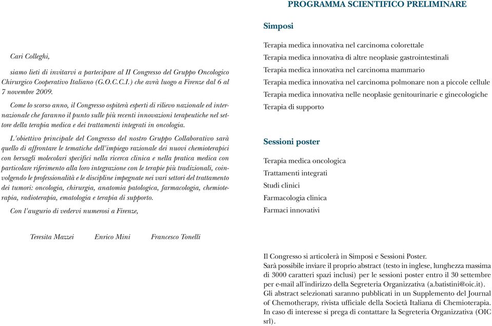 trattamenti integrati in oncologia.