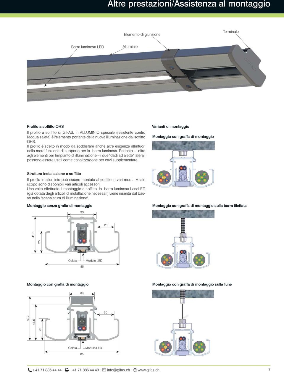 Il profilo è scelto in modo da soddisfare anche altre esigenze all'infuori della mera funzione di supporto per la barra luminosa.