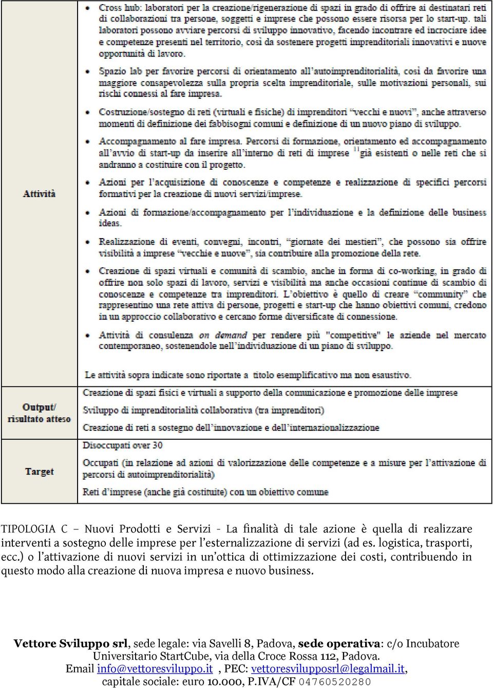 es. logistica, trasporti, ecc.