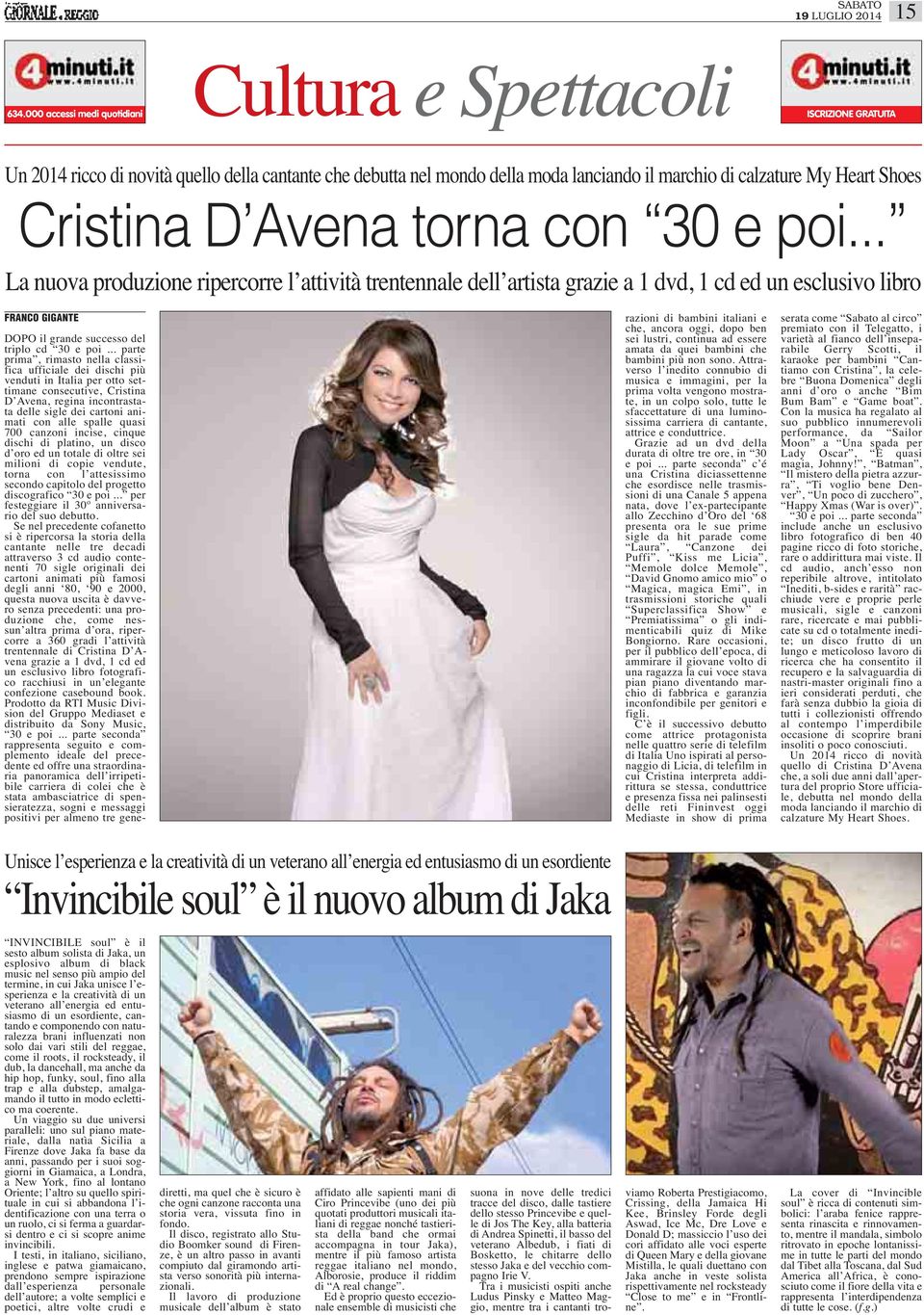 Cristina D Avena torna con 30 e poi.