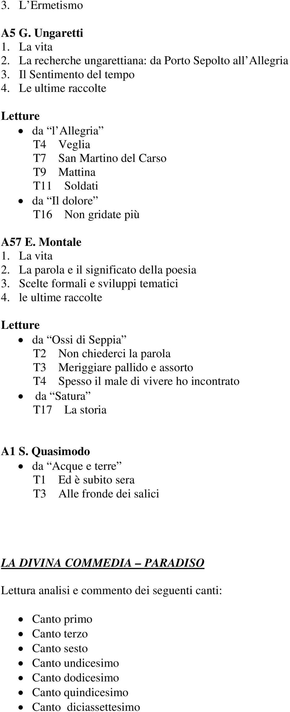 Scelte formali e sviluppi tematici 4.