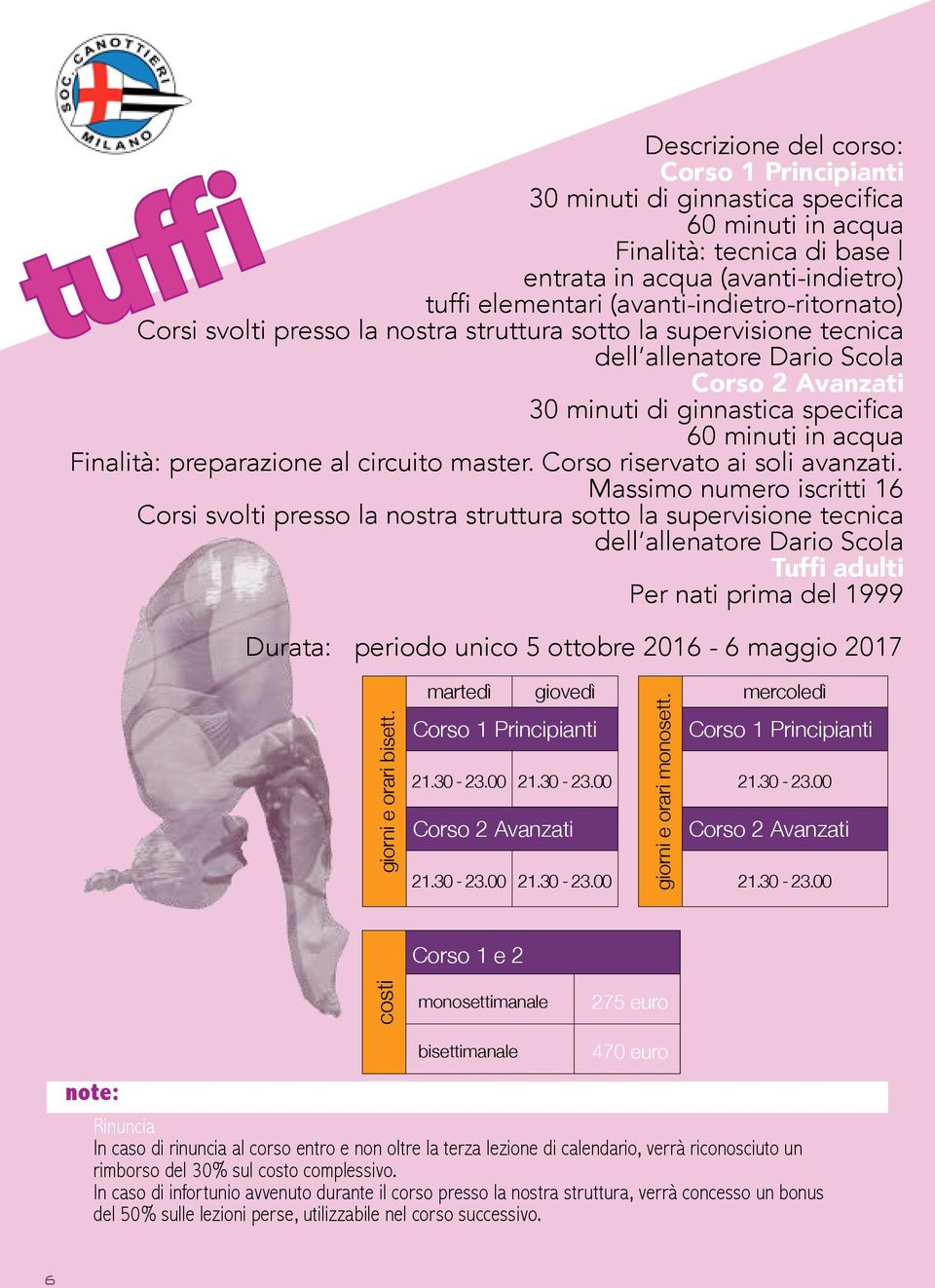 Finalità: preparazione al circuito master. Corso riservato ai soli avanzati.