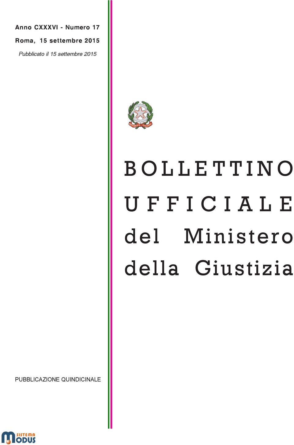 settembre 2015 BOLLETTINO UFFICIALE del