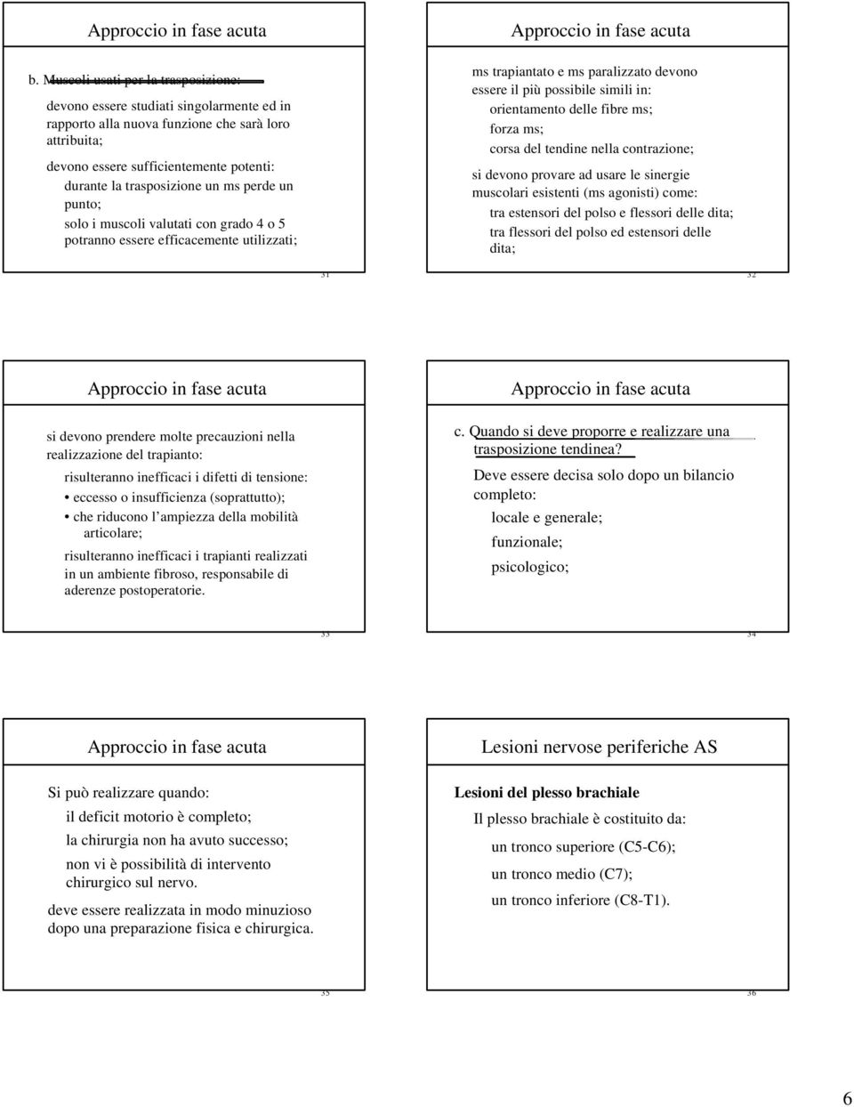 orientamento delle fibre ms; forza ms; corsa del tendine nella contrazione; si devono provare ad usare le sinergie muscolari esistenti (ms agonisti) come: tra estensori del polso e flessori delle