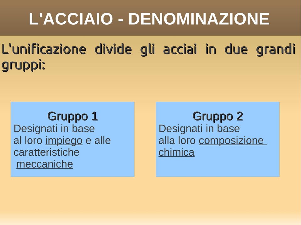 base al loro impiego e alle caratteristiche