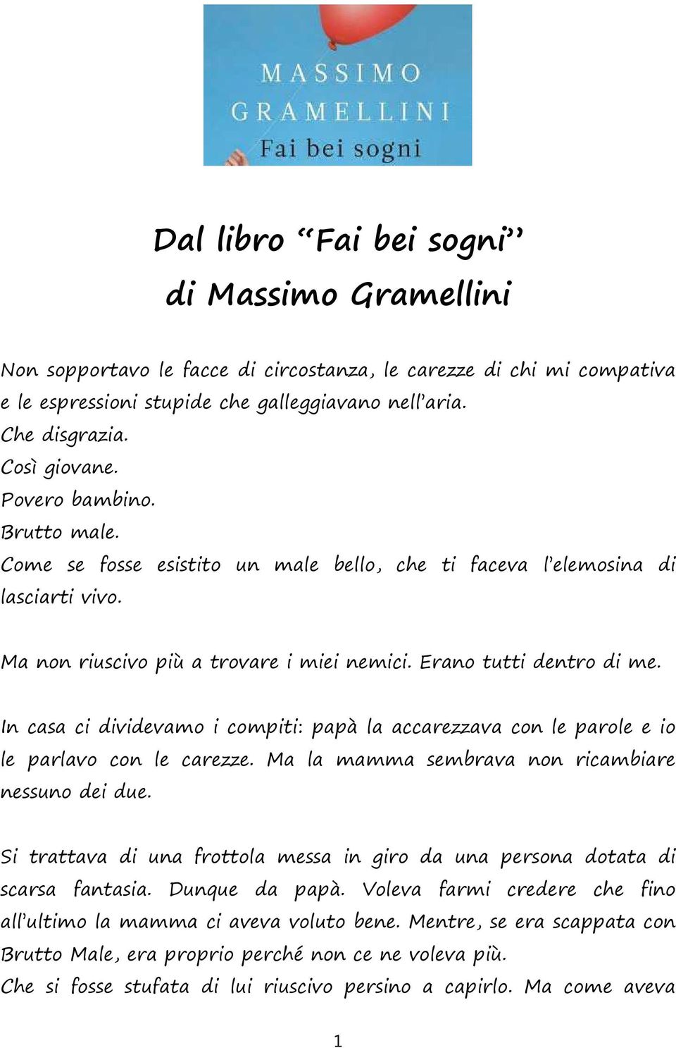 Dal Libro Fai Bei Sogni Di Massimo Gramellini Pdf Free Download