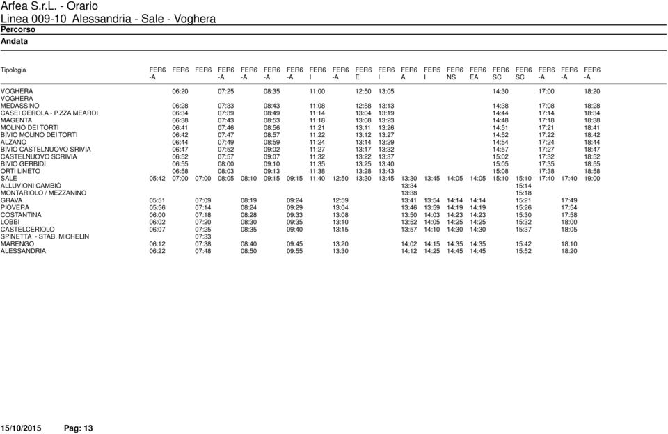 ZZA MEARDI 06:34 07:39 08:49 11:14 13:04 13:19 14:44 17:14 18:34 MAGENTA 06:38 07:43 08:53 11:18 13:08 13:23 14:48 17:18 18:38 MOLINO DEI TORTI 06:41 07:46 08:56 11:21 13:11 13:26 14:51 17:21 18:41